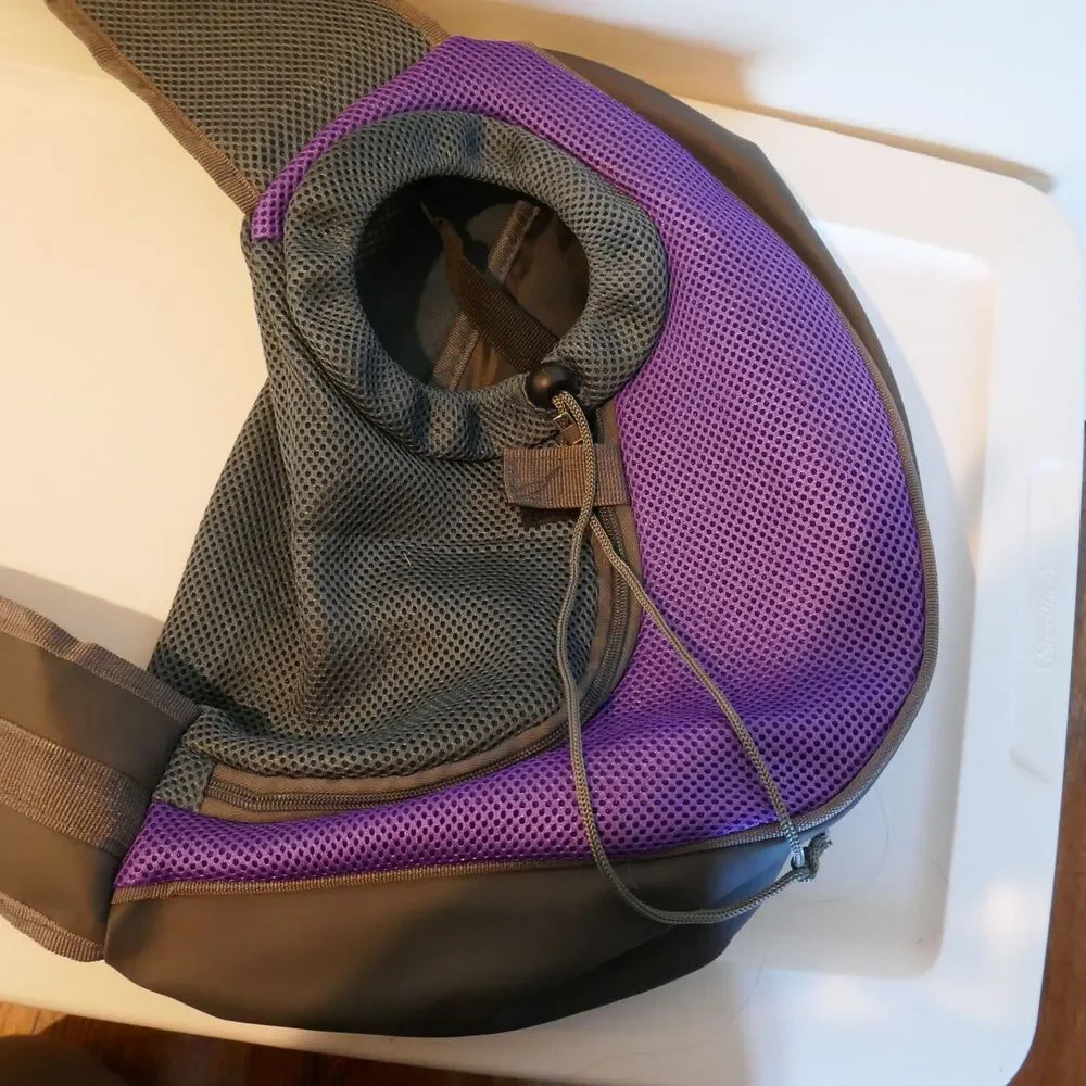 Pet Carrier Puppy Mesh Sling Dog Cat Carrier Travel Tote Bag PURPLE Portable